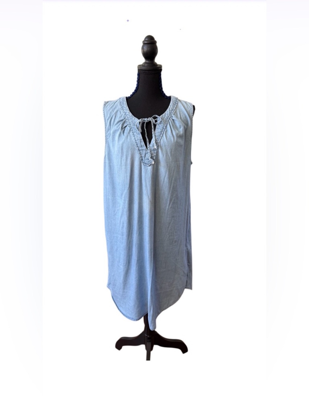 Old Navy Light Blue V Neck and Tie Denim Jean Sleeveless  Cowgirl Dress